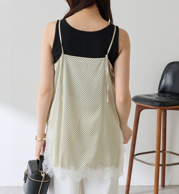  「レース付ドットキャミソール」|キャミソール|