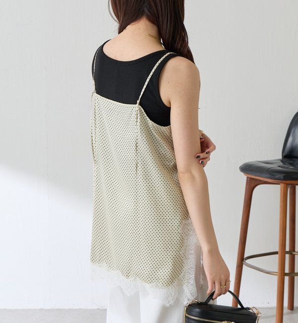  「レース付ドットキャミソール」|キャミソール|