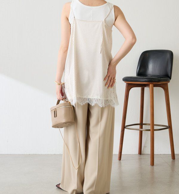  「レース付ドットキャミソール」|キャミソール|