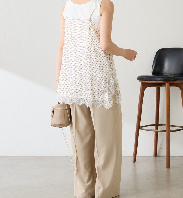  「レース付ドットキャミソール」|キャミソール|