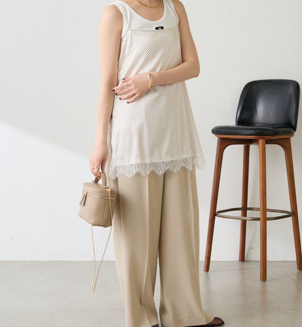  「レース付ドットキャミソール」|キャミソール|