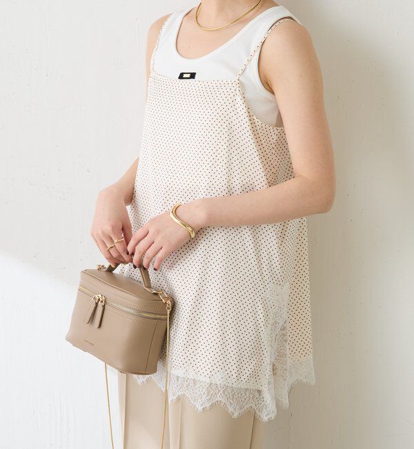  「レース付ドットキャミソール」|キャミソール|