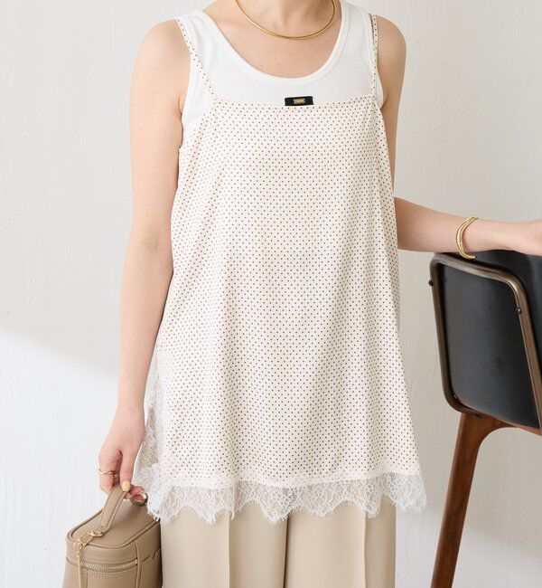 「レース付ドットキャミソール」|キャミソール|