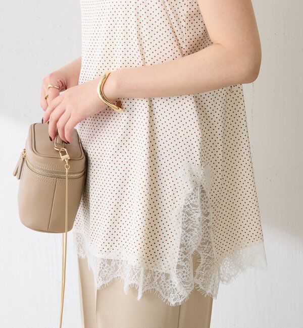  「レース付ドットキャミソール」|キャミソール|