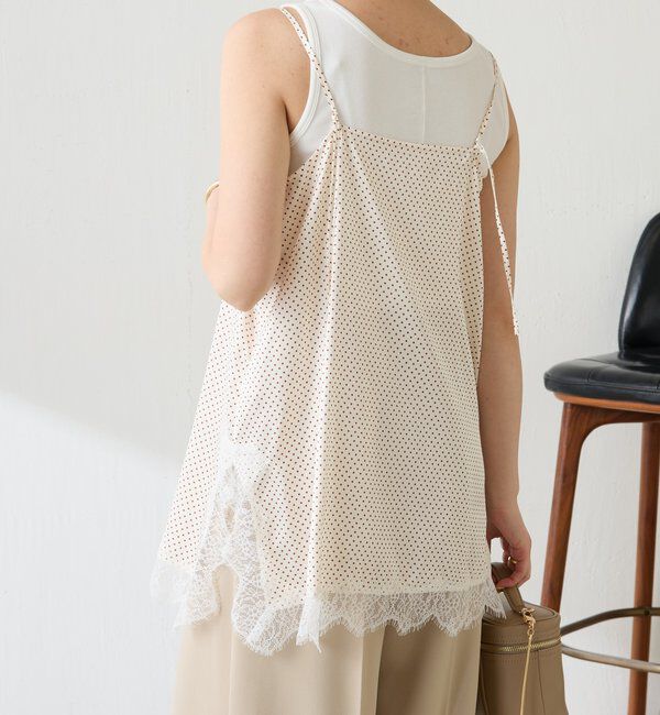  「レース付ドットキャミソール」|キャミソール|
