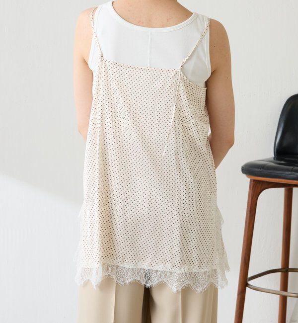  「レース付ドットキャミソール」|キャミソール|