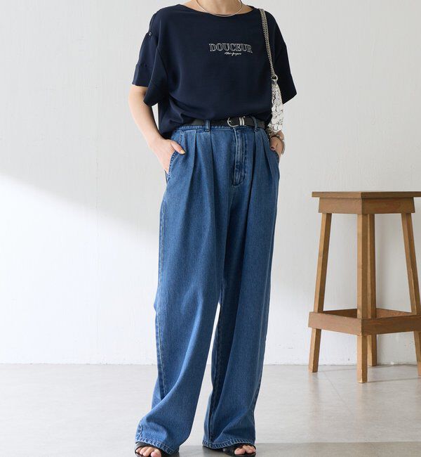  「【袖をアレンジできる】袖アレンジジョーゼットロゴTシャツ」|Tシャツ・カットソー|