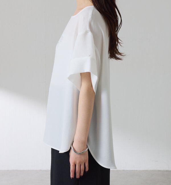  「【袖をアレンジできる】袖アレンジジョーゼットロゴTシャツ」|Tシャツ・カットソー|