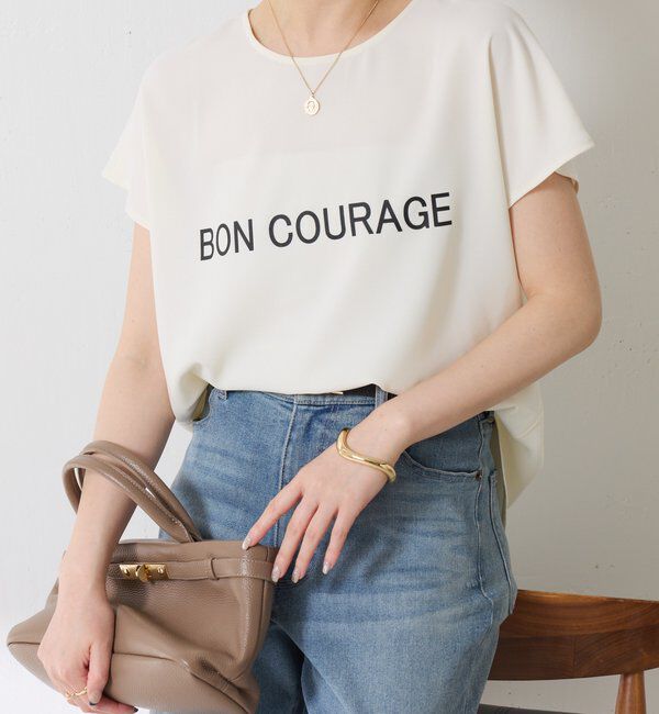  「【さらっとした着心地／前後２WAY 】ジョーゼットフレンチロゴTシャツ」|Tシャツ・カットソー|