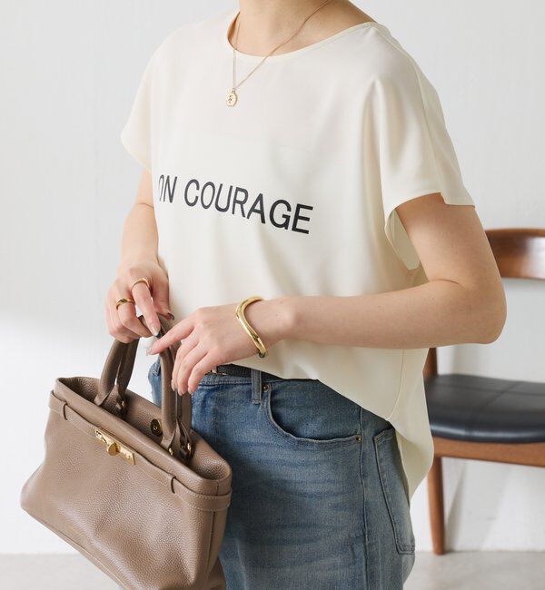  「【さらっとした着心地／前後２WAY 】ジョーゼットフレンチロゴTシャツ」|Tシャツ・カットソー|