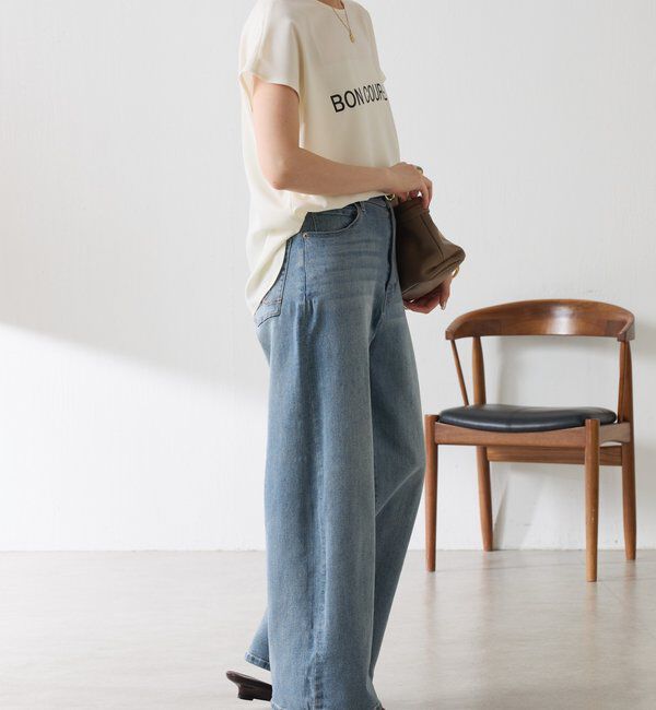  「【さらっとした着心地／前後２WAY 】ジョーゼットフレンチロゴTシャツ」|Tシャツ・カットソー|