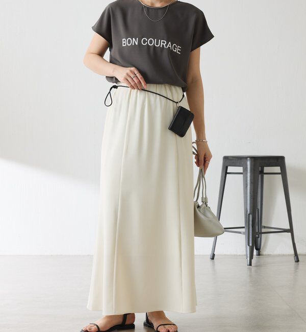  「【さらっとした着心地／前後２WAY 】ジョーゼットフレンチロゴTシャツ」|Tシャツ・カットソー|