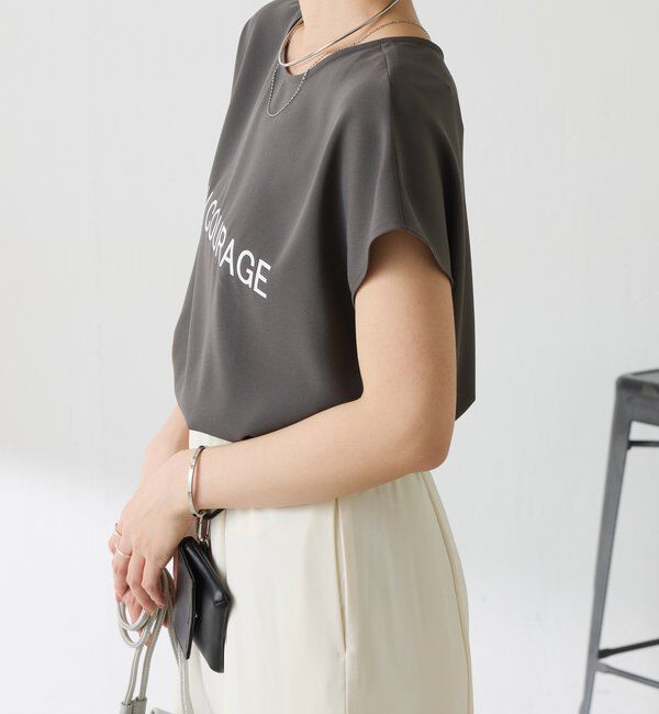  「【さらっとした着心地／前後２WAY 】ジョーゼットフレンチロゴTシャツ」|Tシャツ・カットソー|