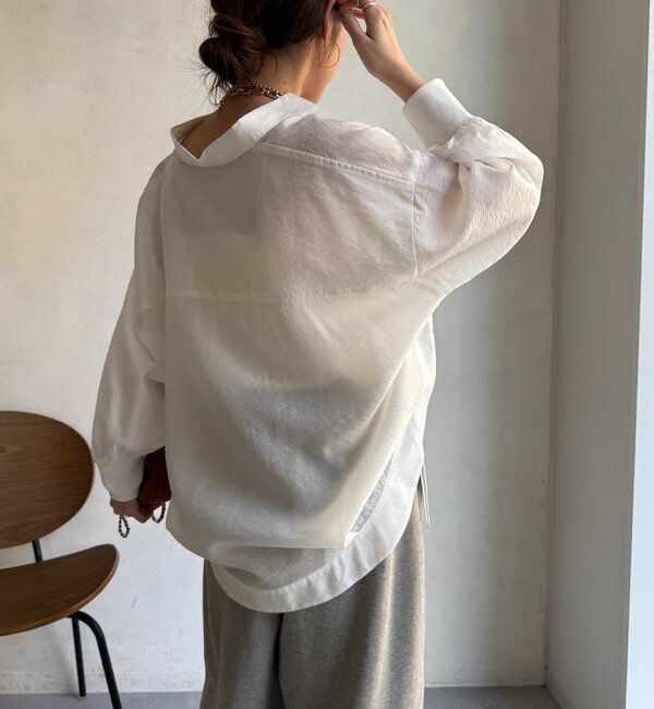  「袖リブ襟付シアースピンドルブラウス」|シャツ・ブラウス|