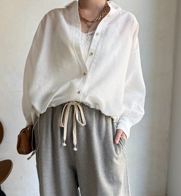  「袖リブ襟付シアースピンドルブラウス」|シャツ・ブラウス|