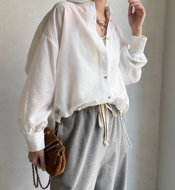  「袖リブ襟付シアースピンドルブラウス」|シャツ・ブラウス|