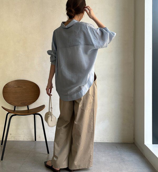  「袖リブ襟付シアースピンドルブラウス」|シャツ・ブラウス|