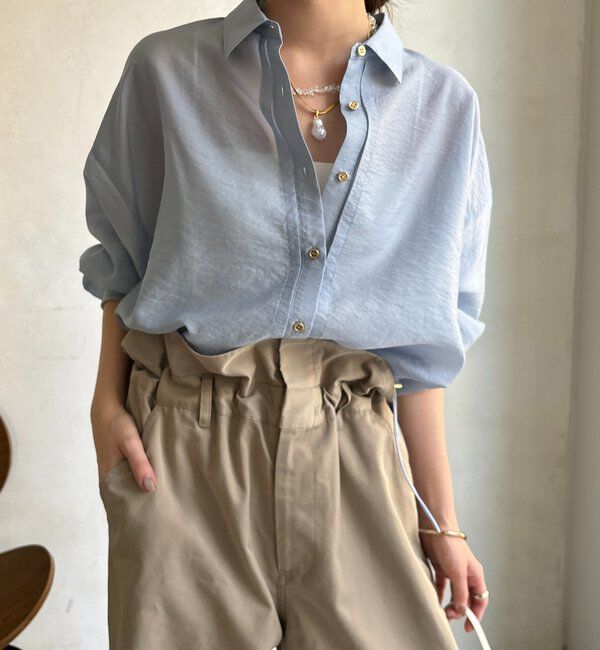  「袖リブ襟付シアースピンドルブラウス」|シャツ・ブラウス|