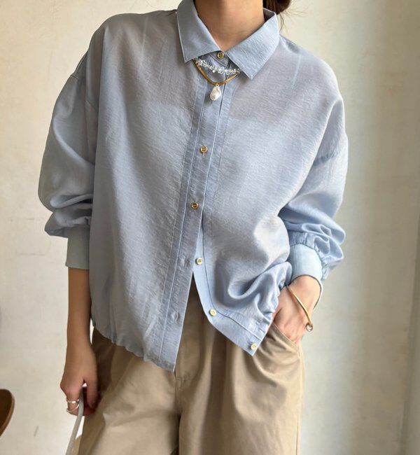  「袖リブ襟付シアースピンドルブラウス」|シャツ・ブラウス|