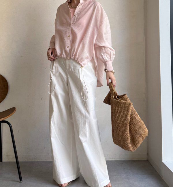  「袖リブ襟付シアースピンドルブラウス」|シャツ・ブラウス|