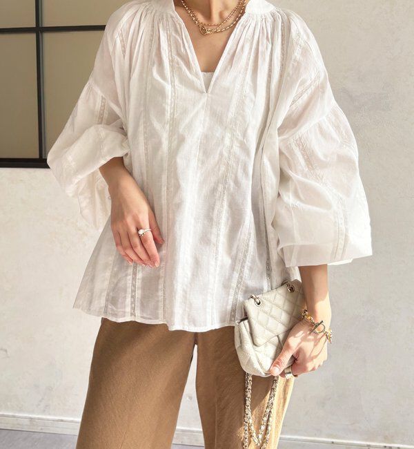  「インドレーススキッパーブラウス」|シャツ・ブラウス|