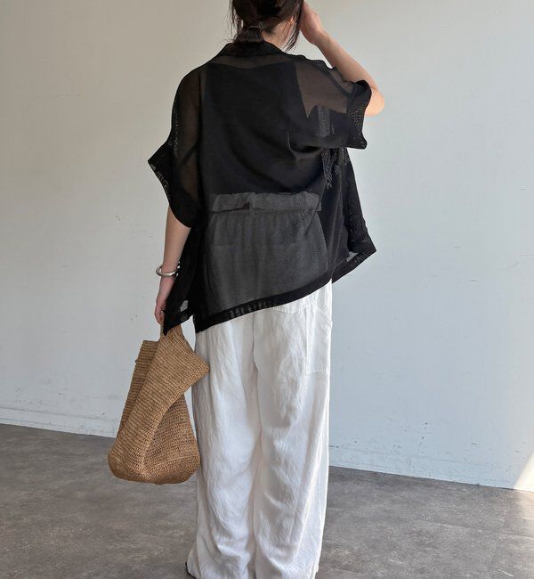  「ウエストギャザーリネン混パンツ」|チノ|