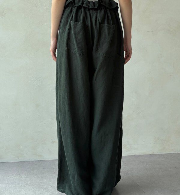  「ウエストギャザーリネン混パンツ」|チノ|