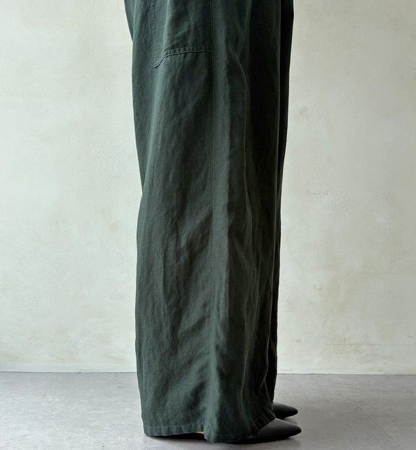  「ウエストギャザーリネン混パンツ」|チノ|