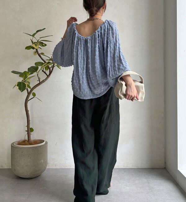  「ウエストギャザーリネン混パンツ」|チノ|