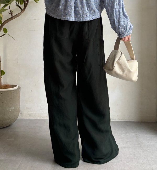  「ウエストギャザーリネン混パンツ」|チノ|