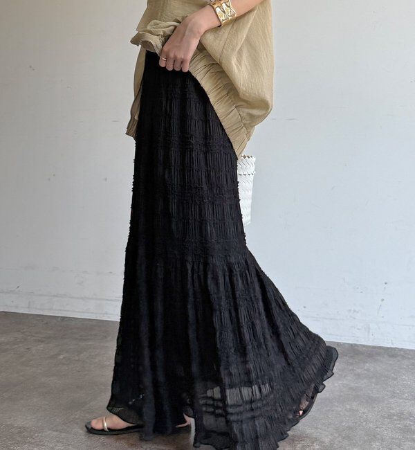  「プリーツギャザースカート」|スカート|ブラック