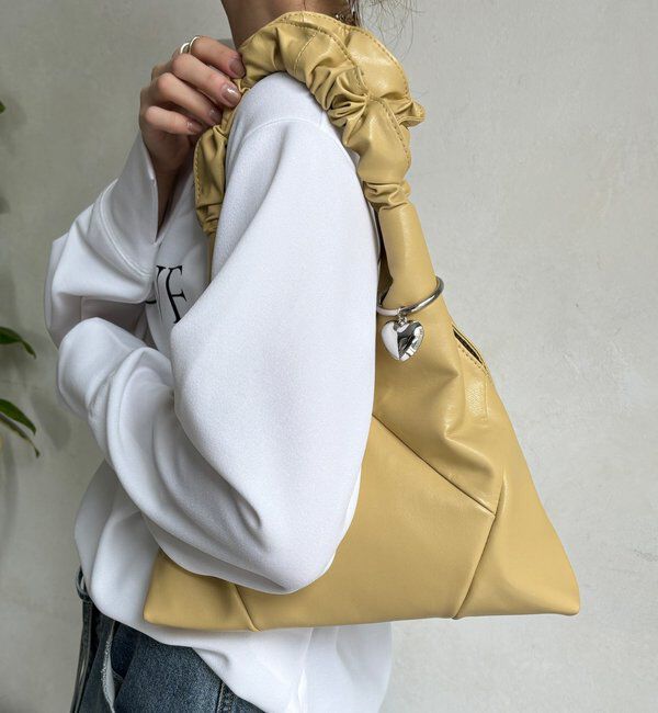  「フリルハンドルハートチャーム付トート」|トートバッグ|レモンイエロー