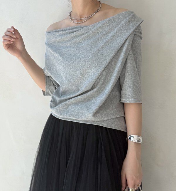  「2WAYドレープTEE」|Tシャツ・カットソー|グレー