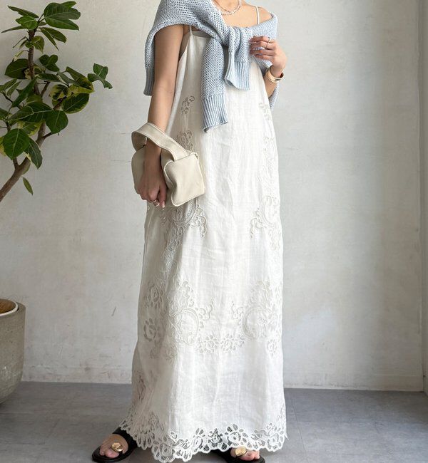  「コードレース刺繍カットワークレースワンピース」|ワンピース|オフホワイト