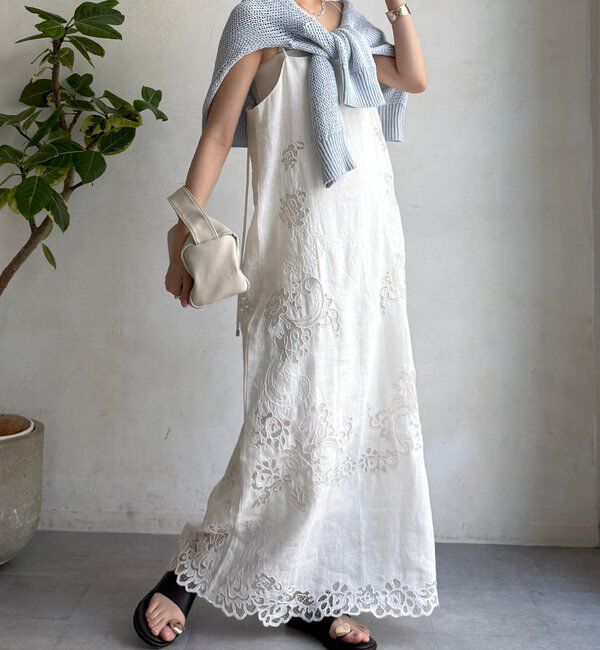  「コードレース刺繍カットワークレースワンピース」|ワンピース|