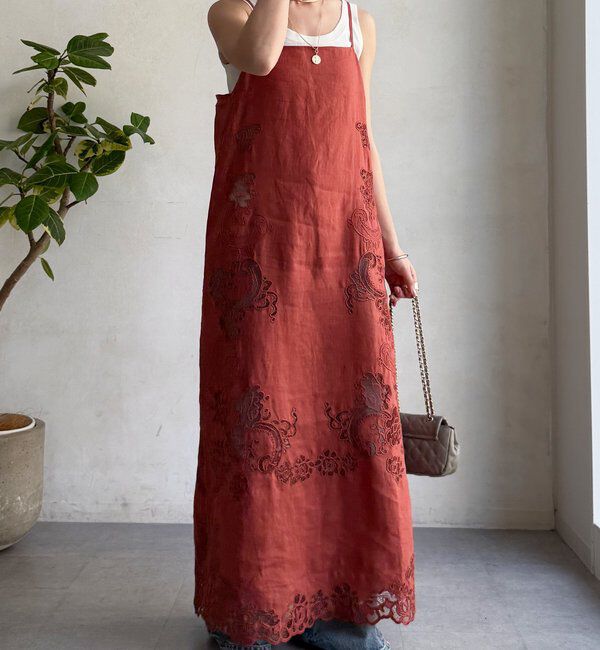  「コードレース刺繍カットワークレースワンピース」|ワンピース|