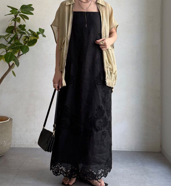  「コードレース刺繍カットワークレースワンピース」|ワンピース|