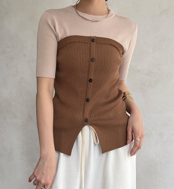  「【WEB限定】ビスチェドッキングリブニットプルオーバー」|ニット・セーター|