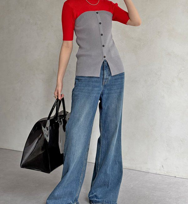  「【WEB限定】ビスチェドッキングリブニットプルオーバー」|ニット・セーター|