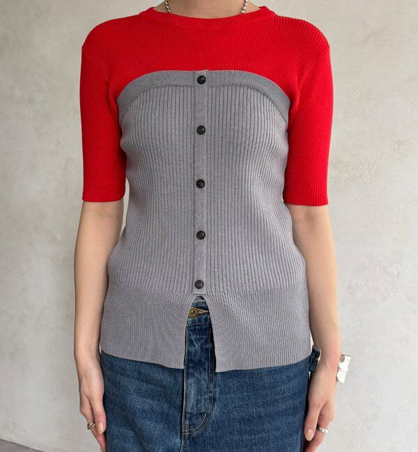  「【WEB限定】ビスチェドッキングリブニットプルオーバー」|ニット・セーター|