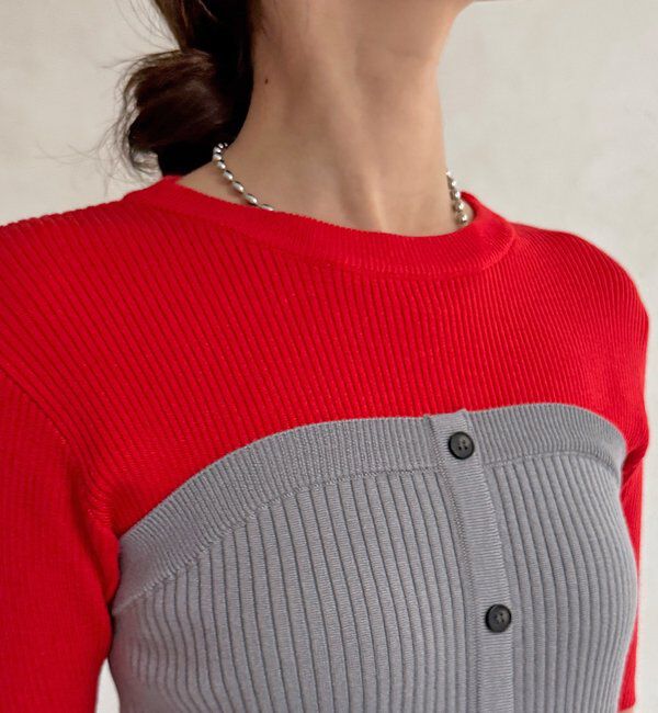  「【WEB限定】ビスチェドッキングリブニットプルオーバー」|ニット・セーター|