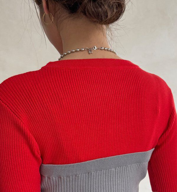  「【WEB限定】ビスチェドッキングリブニットプルオーバー」|ニット・セーター|
