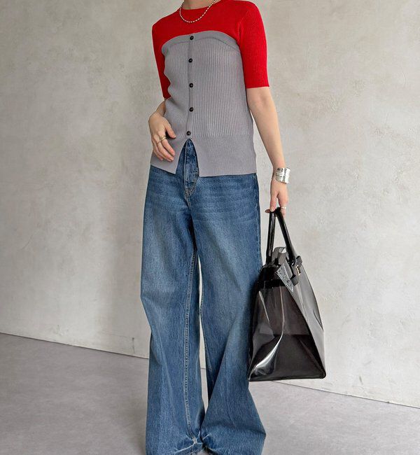  「【WEB限定】ビスチェドッキングリブニットプルオーバー」|ニット・セーター|