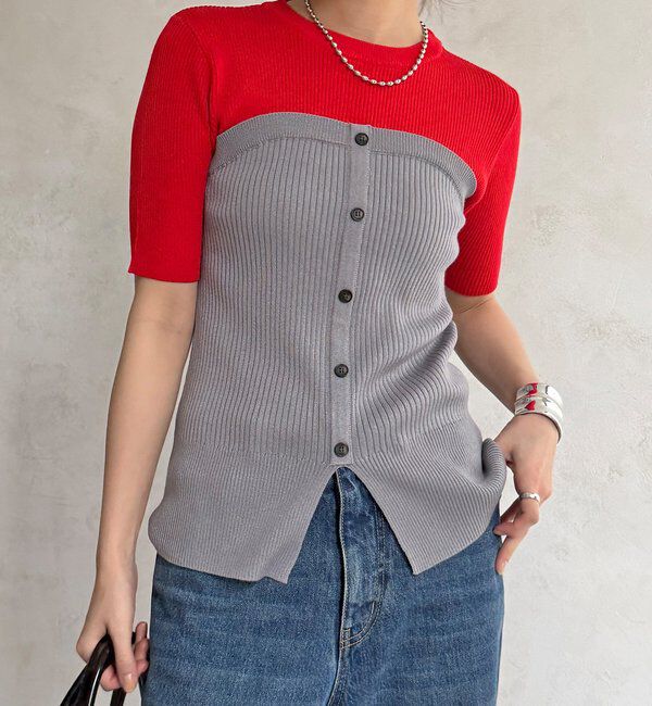  「【WEB限定】ビスチェドッキングリブニットプルオーバー」|ニット・セーター|