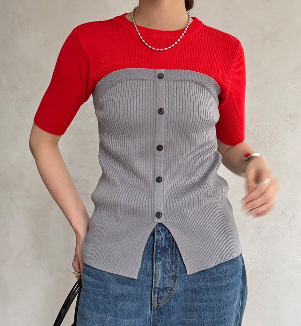  「【WEB限定】ビスチェドッキングリブニットプルオーバー」|ニット・セーター|