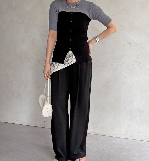  「【WEB限定】ビスチェドッキングリブニットプルオーバー」|ニット・セーター|