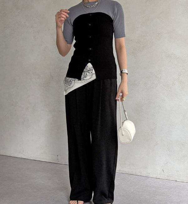  「【WEB限定】ビスチェドッキングリブニットプルオーバー」|ニット・セーター|