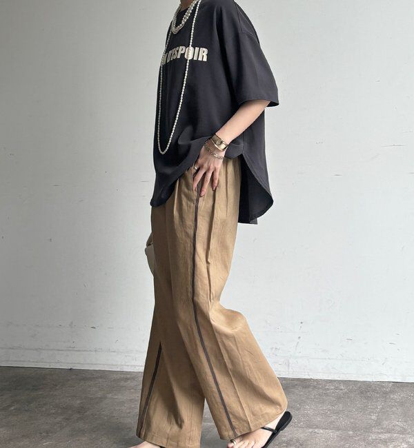  「【WEB限定】ラインタックワイドパンツ」|チノ|