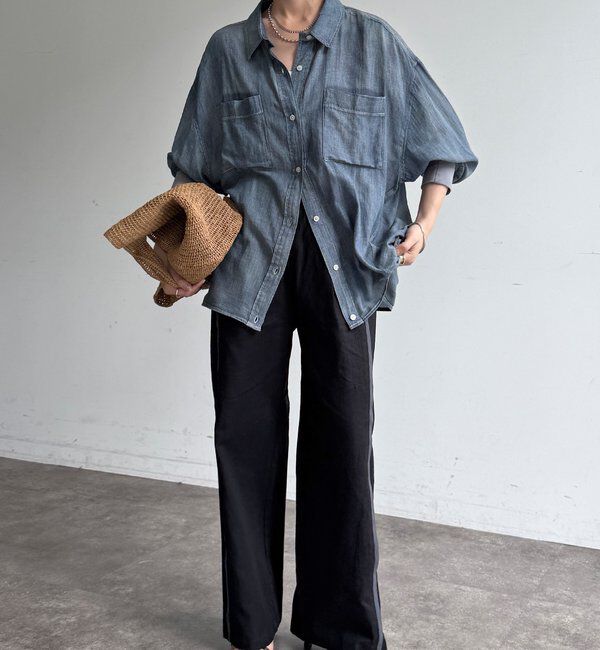  「【WEB限定】ラインタックワイドパンツ」|チノ|