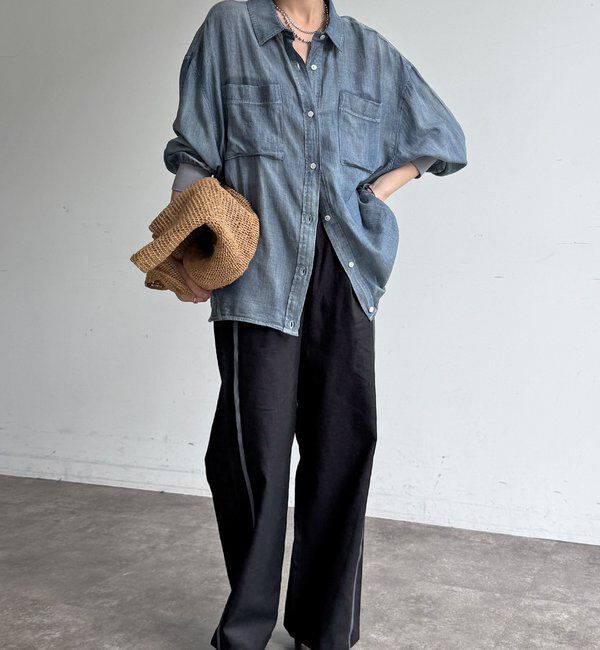  「【WEB限定】ラインタックワイドパンツ」|チノ|